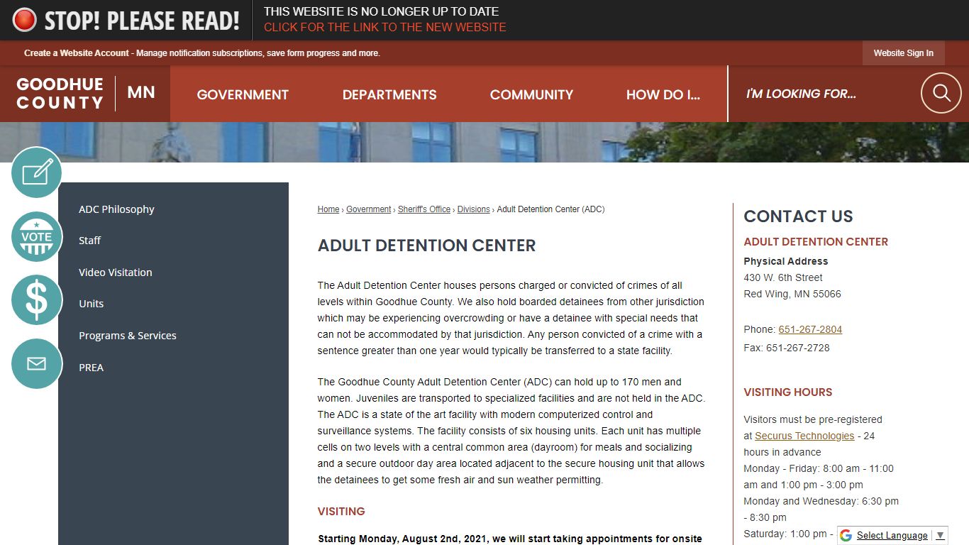 Adult Detention Center | Goodhue County, MN - Official Website - CivicPlus