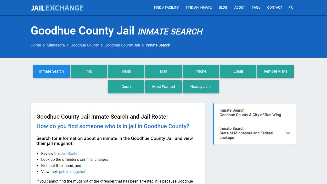 Inmate Search: Roster & Mugshots - Goodhue County Jail, MN
